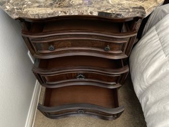 Traditional 3-Drawer Nightstand with Marble-Look Top