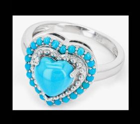 Sleeping Beauty Mine Turquoise Heart Ring in .925 Sterling Silver. Size 7