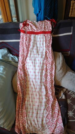 Red & white long summer dress (Med)