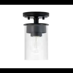 HOMEPLACE LIGHTING Mason 5" W x 8" H 1-Light Mini Semi-Flush or Pendant in Black