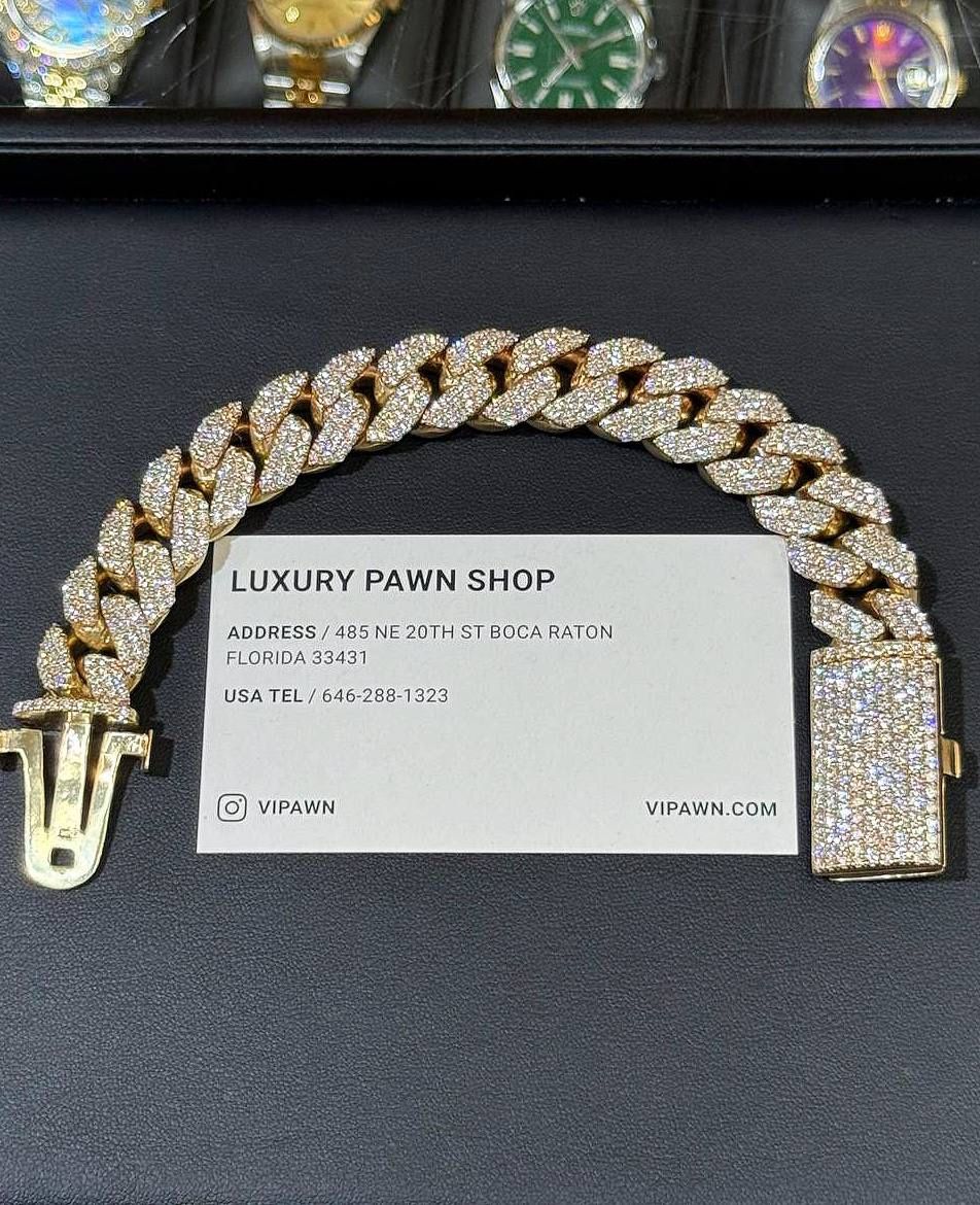 Jewelry 10k solid yellow gold Cuban big boy bracelet 25 CTW natural diamonds Bussdown iced out 8.5