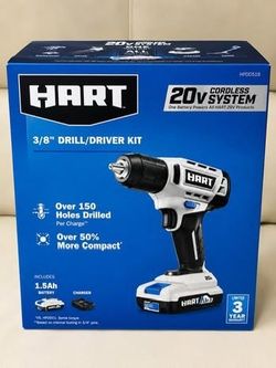 New in box Hart 20V 3/8" Drill/Driver Kit Battery & Charger