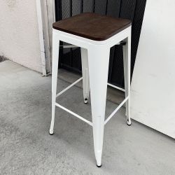 New in Box $25 (White) Metal Bar Stools 30” Tall Wooden Seat for Kitchen Counter Top Barstool 