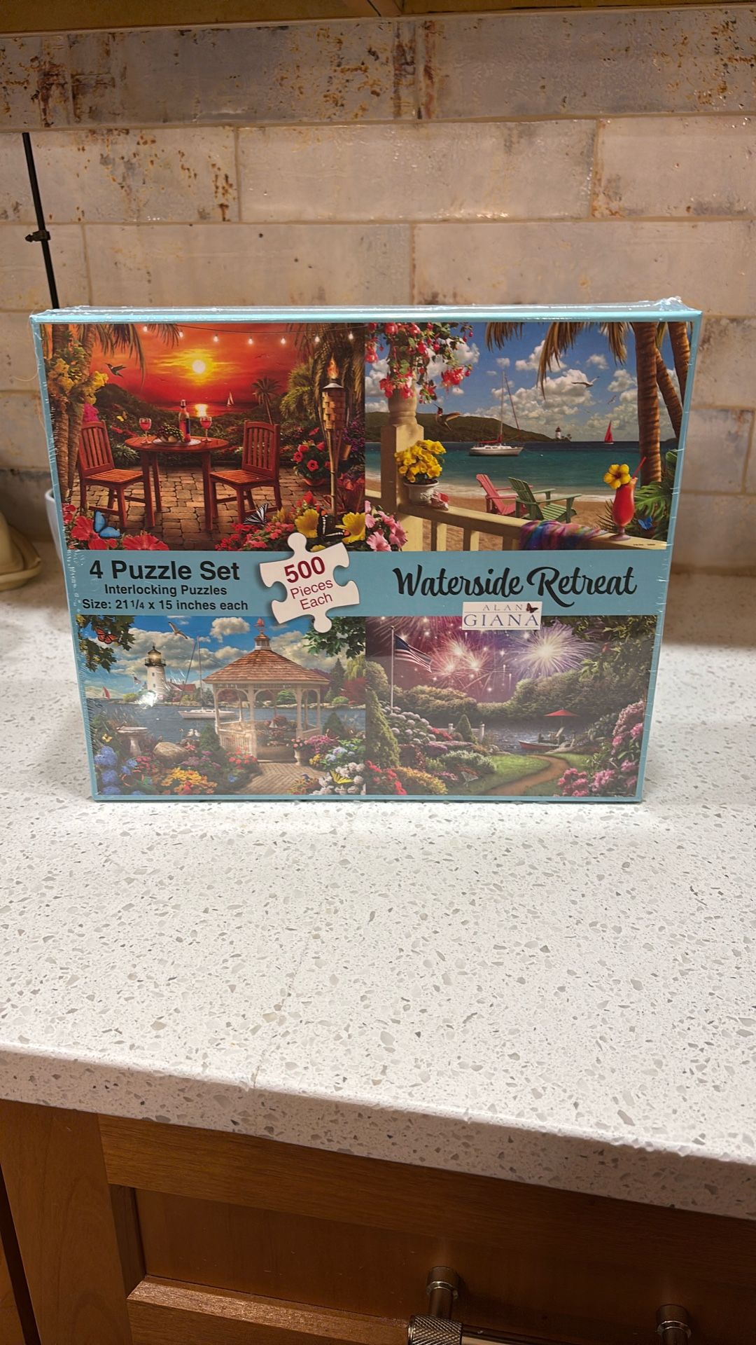 Puzzles, Waterside Retreat Scenes, 4 Puzzle Box