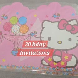 hello kitty 20PCS Birthday Party Invitations Birthday Party Supplies Decoration 