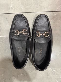 Anne Klein Black Leather Loafers with Horsebit