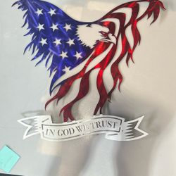American Eagle In God We Trust, Red,white,blue,13”x13” 