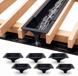 6 PCS Under Deck Drainage System Downspout Black PE Under Deck Rain Shield Downspouts Use for 12"&16" Joist Spacing