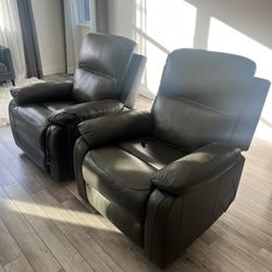 Mason Dark Gray Leather Power Recliner