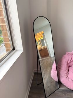 Full Length Arched Floor Mirror Black Frame