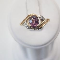 10k Gold Pink Spinel And Diamond Ring