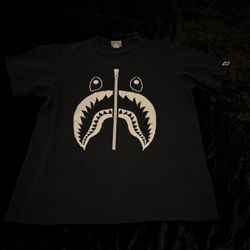 Mens Large A Bathing Ape Crystal Stone Shark Zipper Streetwear Tshirt