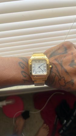 Plain Jane Gold Cartier w/ Gold Cuban link chain