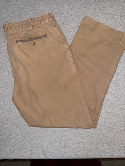 Orvis Men Straight Leg Tan Heavy Rugged Canvas Pants Size 40x32 Workwear Outdoor
