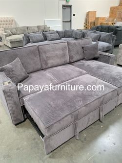 New! 89” Sectional Sofa Bed, Sleeper Sofa, Reversible Chaise Sectional Couch, Sofa, Couch, Grey Couch, Gray Sectional, Sleeper Sofa,Pull-out Sofabed .