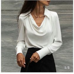 Brand New White Silky Blouse 