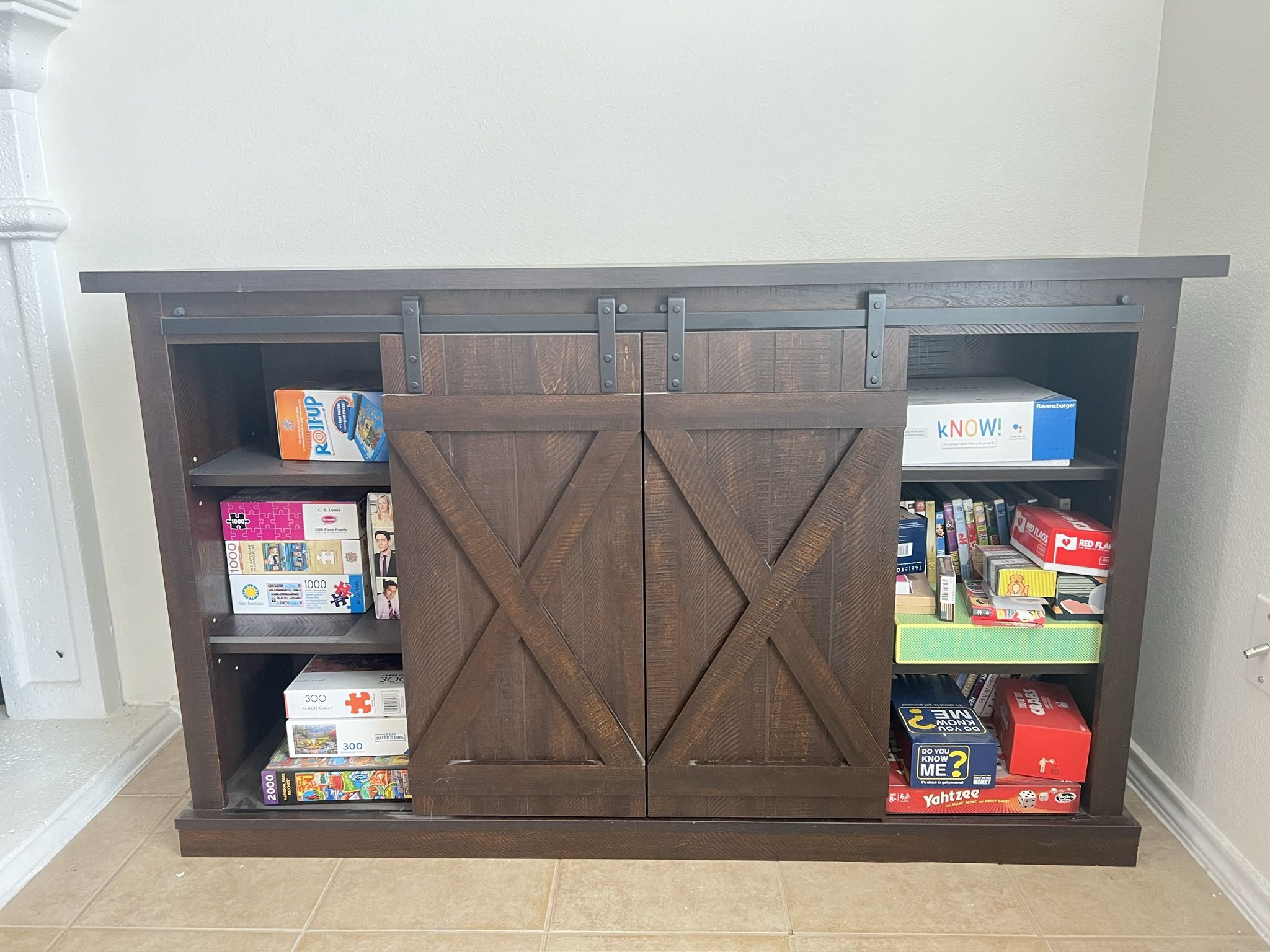 Sliding Barn Door TV Stand, Color: Espresso