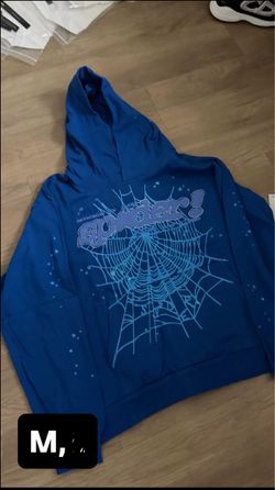 Sp5der Blue Hoodie Size Medium