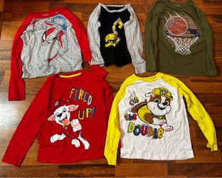 Boys Long & Short Sleeve Graphic Shirts Lot of 5
