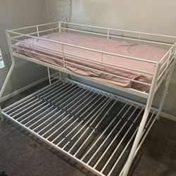 White Bunk Bed- Top Twin Size / Bottom Full Size 