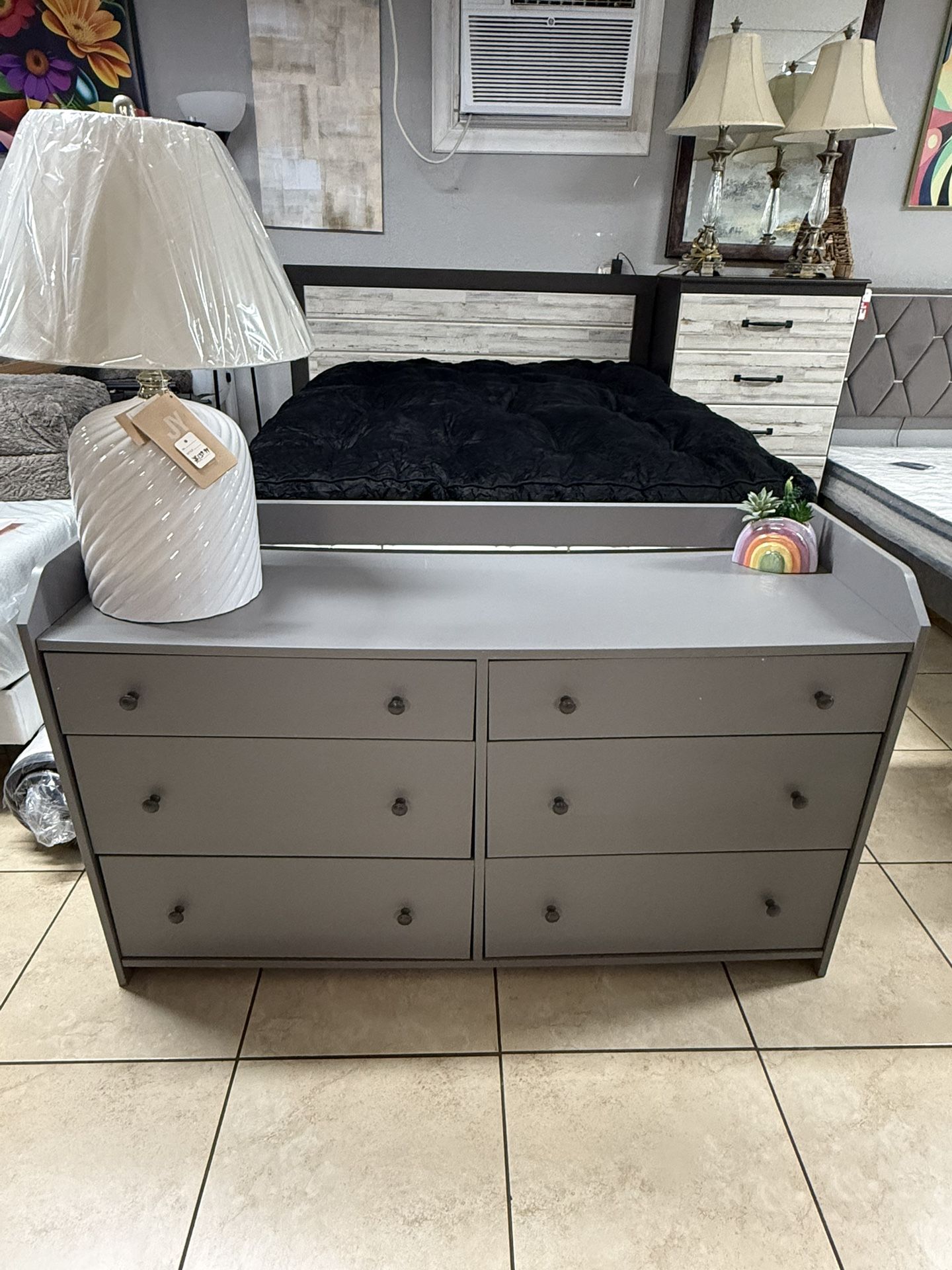 Grey Dresser/ W Deep Drawers & Real Wood!