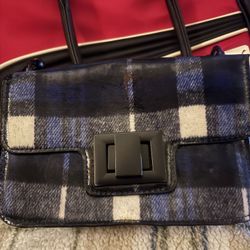 Blue And White Plaid Handbag