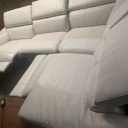 SECTIONAL GENUINE LEATHER RECLINER ELECTRIC WHITE COLOR.. DELIVERY SERVICE AVAILABLE 🚚💥💥
