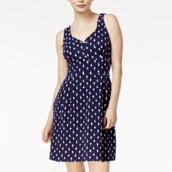 Navy Blue Ice Cream Print Ice Cream Print Sleeveless Knee-Length Dress