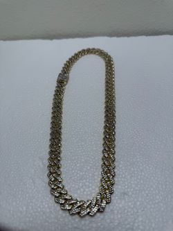 Gold-Toned Iced Out Cuban Link Chain Necklace 21.8’in read description&throw offers