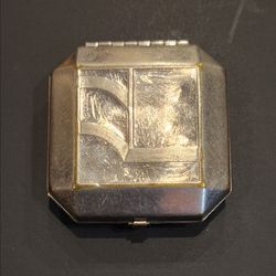Powder Compact Silver-Tone Pressed Vintage Armand brand 1920s or 1930s