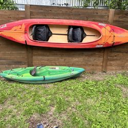 2 person kayak & kiddo kayak & paddle ($150 OBO)