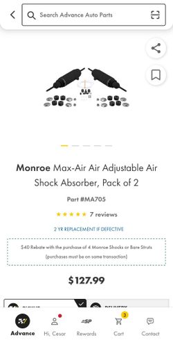 Mustang 65-73 Monroe MA705 Rear Left and Right Max-Air Shock Absorbers