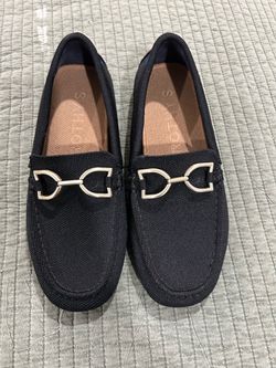 rothy’s size 7 Black Canvas Loafers with Silver Bit Hardware