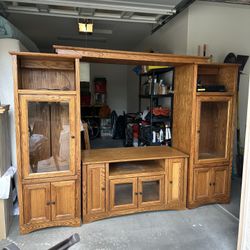 Spacious Adjustable Oak Entertainment/Media Center Cabinet