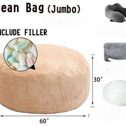 JUMBO  BEIGE MEMORY FOAM BEAN BAG 