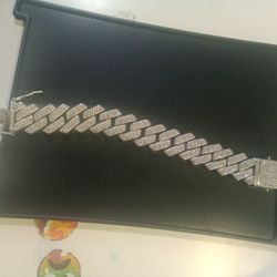 8" White Gold Plated CZ Diamonds Cuban Link Bracelet 12mm Thick