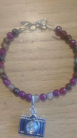 bead bracelet. crystal charm.