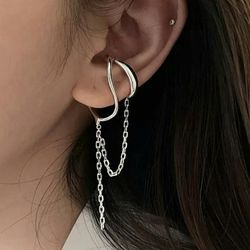 925 Sterling Silver Women's Cuff Drop Dangle Earrings