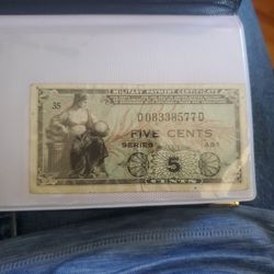 Occupied Japan 5 Cent Note