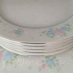 Pink And Blue Flower Pattern Plates