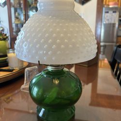 Antique Milk glass Kerosene Lamp