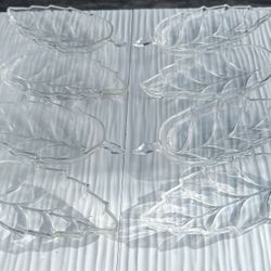 8 Unique MCM Vintage Hazel-Atlas Clear Glass Leaf Shape Dishes Plates