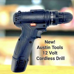 New! Austin Tools 12 Volt Cordless Drill 