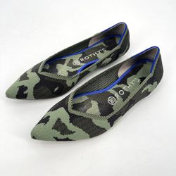 Rothy's The Point Camouflage Green Knit Woven Flat Women's Shoes Size 9.5