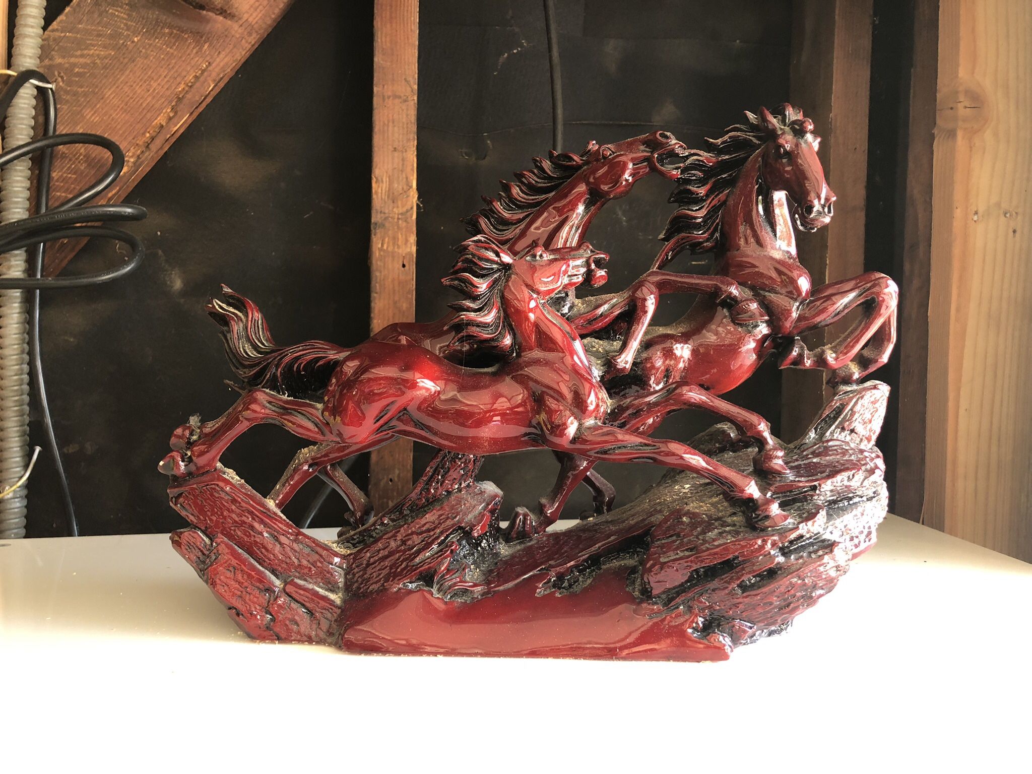 Vintage Wild Horses Running Sculpture
