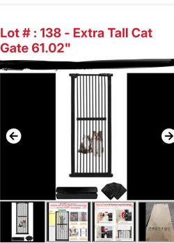 BLACK XXXL 60.02” TALL CAT GATE WITH UP TO 30.1” WIDTH