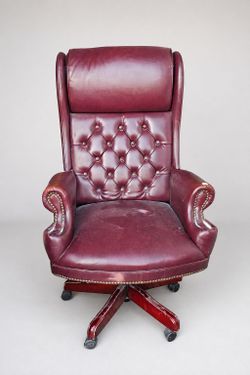 Burgundy Tufted Executive Office Chair - Project / Restoration Chair