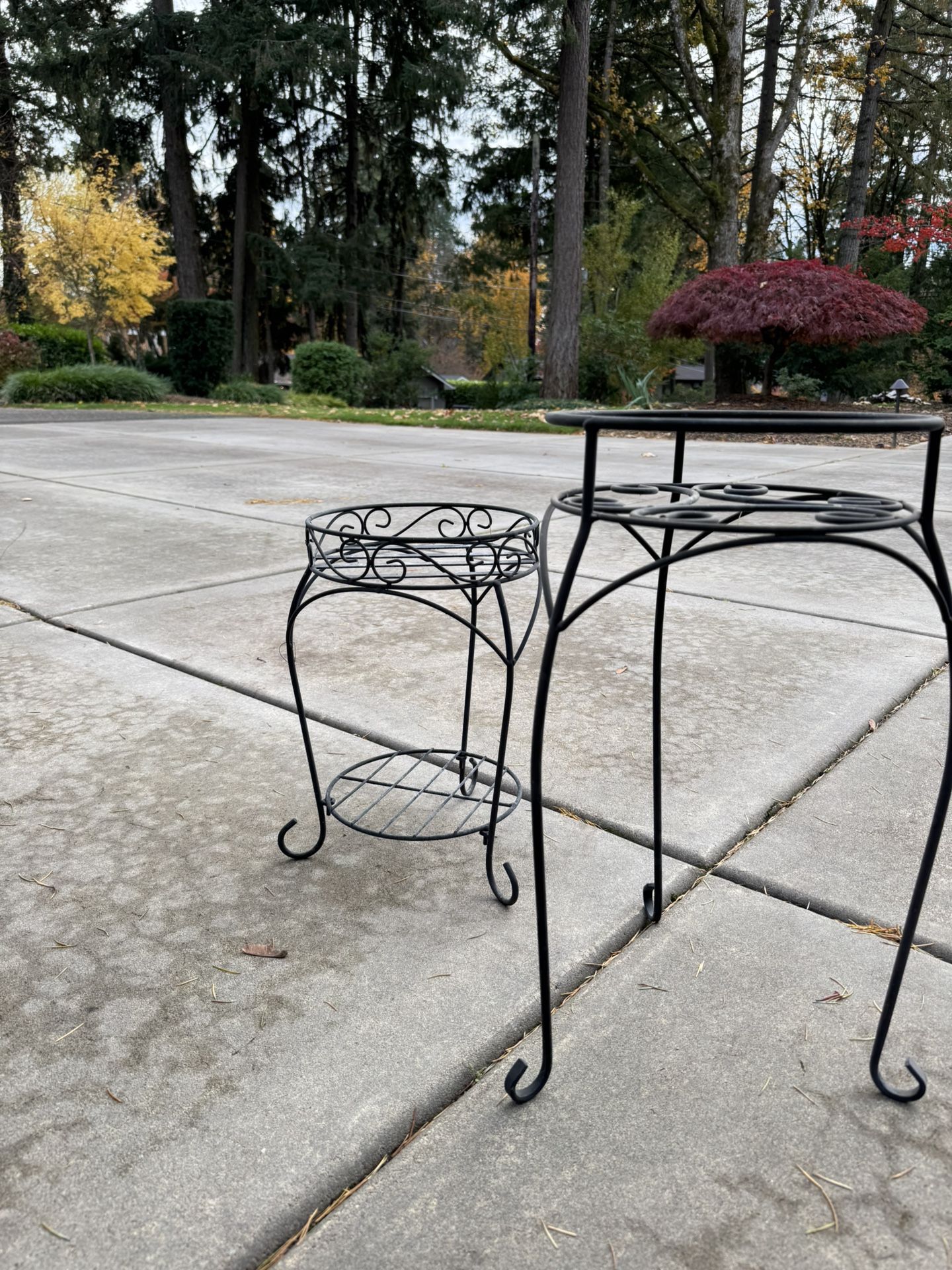 Black Metal Plant Stands - Set of 2