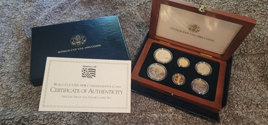 US Mint 1994 World Cup Soccer 6 Coin Gold & Silver Set