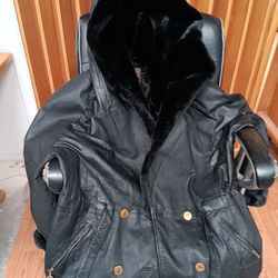 Leather And Faux Fur Coat